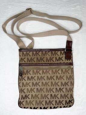 Michael Kors MK Logo Jacquard Flat Crossbody Messenger Bag